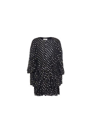 Saint Laurent Black & gold fil coupe tiered dress Size 40