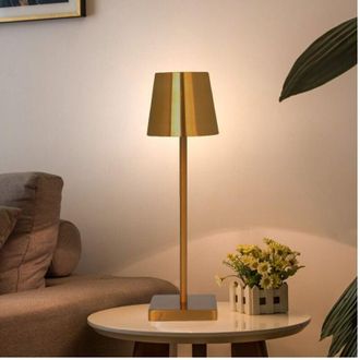 Trade Shop Trade Shop Traesio - Trade Shop - Lampada Da Tavolo Led Oro Recaricabile Led Para Calda De Luz Interna Y Externa