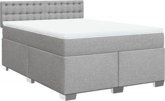 vidaXL Vidaxl - Cama Box Spring Con Colch&oacute;n Tela Gris Claro 140x200 Cm