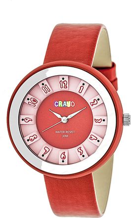Crayo Celebration Red and Pink Dial Red Leather Watch CRACR3408