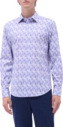 Bugatchi James OoohCotton Check Button-Up Shirt in Lilac at Nordstrom, Size Xxx-Large