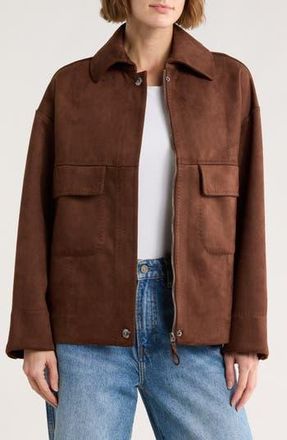 Max Studio Faux Suede Jacket in Sequoia-Sequoia at Nordstrom Rack, Size X-Large