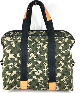 Louis Vuitton Black Green Leather Canvas Boston Bag Shoulder Bag Tote Bag (Pre-Owned)