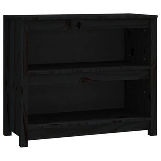 Berkfield Home Book Cabinet Black 80x35x68 cm Solid Wood Pine | Size: 80 x 35 x 68 cm
