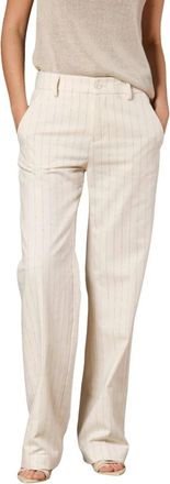 Mason's Gouden Streep Gestreepte Chino Broek - Dames - Wijde Broeken - Wit - M - Katoen - Broeken