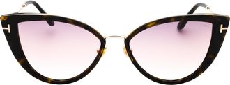 Tom Ford Unisex Dark Havana Frame Gradient Brown Lensed Sunglasses Metal - One Size