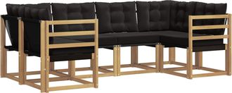 vidaXL Conjunto De Sof&aacute;s De Exterior 6 Uds. Blanco Y Negro Vidaxl