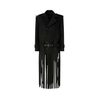 Pinko Abrigo Largo de Lana con Flecos - Coats - Mujer - Negro - S