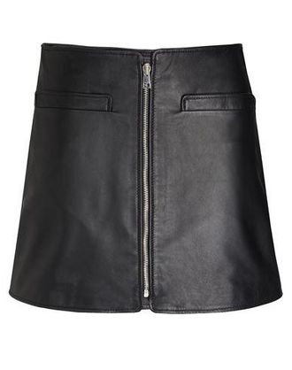 8 by YOOX LEATHER FULL ZIP-UP FRONT MINI SKIRT