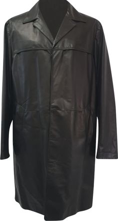 Prada Pre-owned Mens Hidden Closure Trench Coat in Black Lamb Leather - Size EU 50 (Mens)