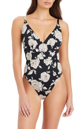Sanctuary Floral Print One-Piece Swimsuit in Black at Nordstrom, Size X-Small