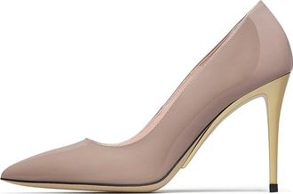 Loriblu Sculptural Heel Pump - Dames - Pumps - Beige - 41 EU - Leer - Schoenen