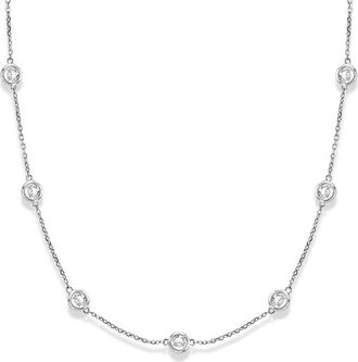 Allurez Lab Diamonds By The Yard Station Necklace 14k in White Gold at Nordstrom, Size 18
