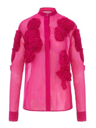 Dries Van Noten Organza Shirt With Floral Applications