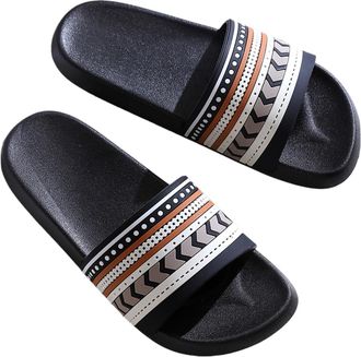 Generic Home Bathroom Non-slip Slippers for Womens Worn Outside with Soft-soled Indoor Slippers(01 - Black belt on black,44-45)