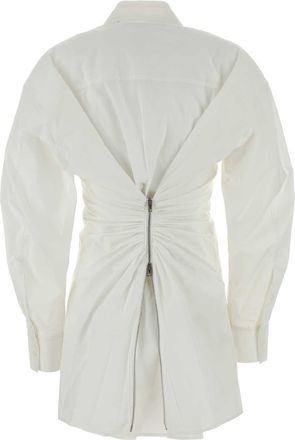 Alexander Wang Womens White Stretch Poplin Shirt Dress Exterior: Cotton Elastane Abiti