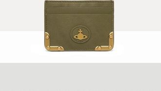 Vivienne Westwood Flat Orb Card Holder Aniline Leather Khaki One Size Women