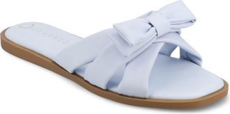 Journee Collection Prylin Bow Slide Sandal in Light Blue at Nordstrom Rack, Size 7.5