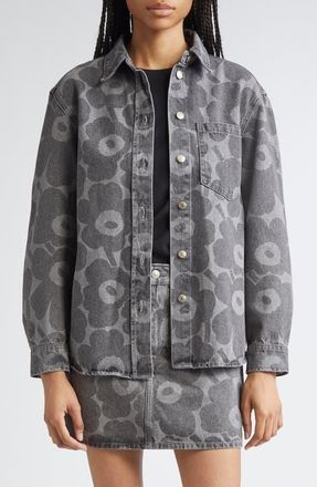Marimekko Maridenim Vaihe Unikko Denim Shirt in Light Grey at Nordstrom, Size 14 Us