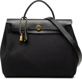 Herm&egrave;s Pre-owned Hermes Military Toile and Vache Hunter Herbag Zip 31 Ladies YYK6QEIP9CPTV1RS