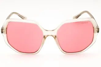 Guess GU7773 Oversized Pink-Tinted Sunglasses - Clear