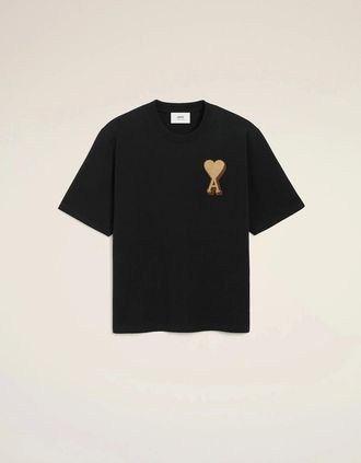 Ami Mens AMI Paris Black Cotton Ami De Coeur T-Shirt - Black - Size: 36