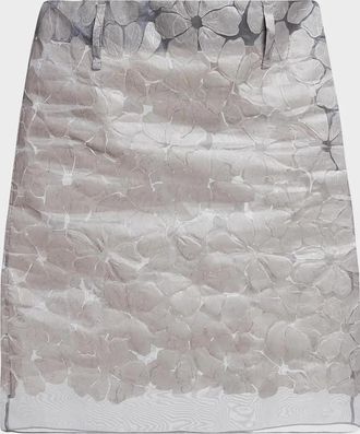 Marni Floral Semi-Sheer Knee-Length Skirt