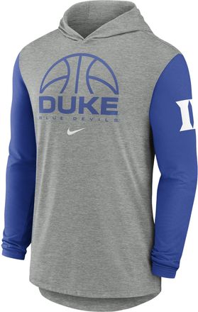 Nike Duke Basketball Nike Mens Dri-FIT College Long-Sleeve Hooded T-Shirt in Grey | 01NB018NDU-8SY