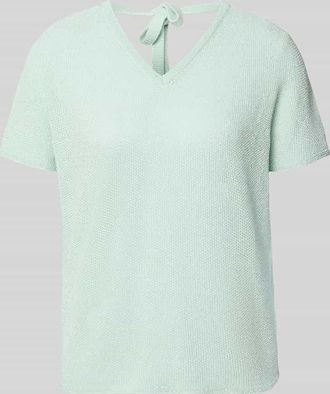 Rich & Royal T-Shirt in Strick-Optik mit V-Ausschnitt in Hellblau, Gr&ouml;&szlig;e XL