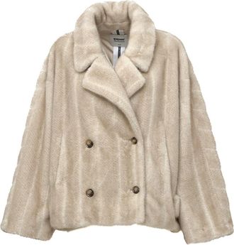 S.W.O.R.D 6.6.44 Ecopelliccia Corta Doppiopetto - Dames - Jassen - Beige - S - Polyester - Jassen