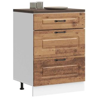 Berkfield Home Kitchen Base Cabinet Kalmar Old Wood Engineered Wood in Brown