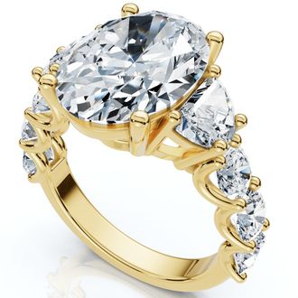 Pompeii3 Certified 7 1/2Ct Laura Diamond Engagement Ring (5Ct Center) 14k Gold Lab Grown