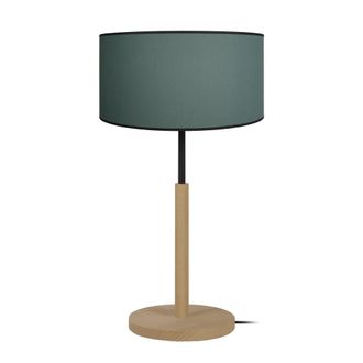 Tosel L&aacute;mpara de mesamadera Alt.51cm natural Pantalla: verde p&eacute;trole