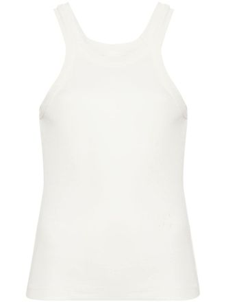 Closed logo-embroidered ribbed tank top - women - Organic Cotton/Spandex/Elastane - M - Neutrals