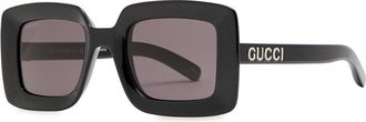 Gucci Eyewear Oversized Square-frame Designer Sunglasses Black & Grey - One Size