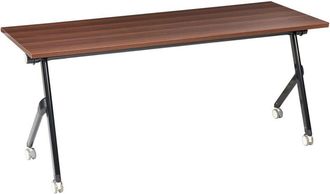 Beliani Escritorio Rectangular Moderno Plegable Con Ruedas Mesa M&oacute;vil Port&aacute;til 180 X 60 Cm Estructura De Metal Marr&oacute;n Oscuro Y Negro Bendi