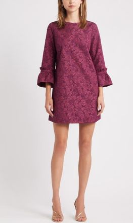 Chelsea28 Floral Jacquard Shift Minidress in Burgundy Fig at Nordstrom, Size Xx-Small