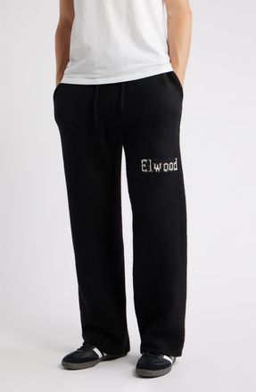 Elwood Intarsia Logo Baggy Sweatpants in Black at Nordstrom, Size Xx-Large