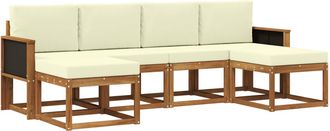 vidaXL Conjunto De Sof&aacute;s De Exterior 6 Uds. Natural Y Crema Poli&eacute;ster Vidaxl