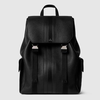 Gucci Web Trademark Medium Backpack, Black, Leather