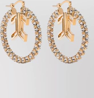 Elisabetta Franchi crystal hoop earrings geometric detail pair