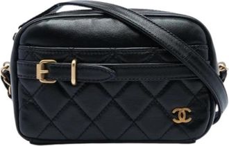 Chanel Pre-owned Buckle Camera Bag - Dames - Vintage Schoudertas - Zwart - ONE Size - Leer - Vintage