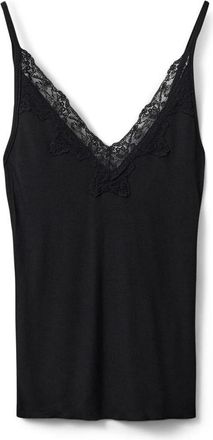 Sofie Schnoor Zwarte Kant Top 1000 - Dames - Tops zonder mouwen - Zwart - XS - Tops