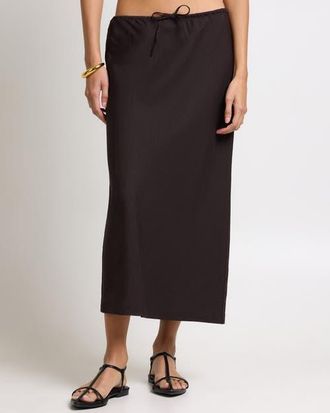 Onia Air Linen Midi Skirt in Espresso at Nordstrom, Size Small