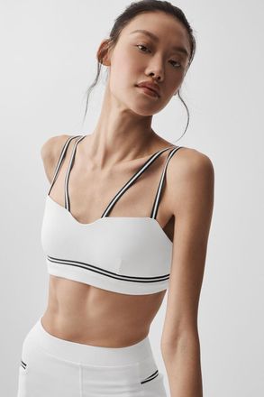 Alo | Airbrush Fast Track Bra in White/Black, Size: Medium