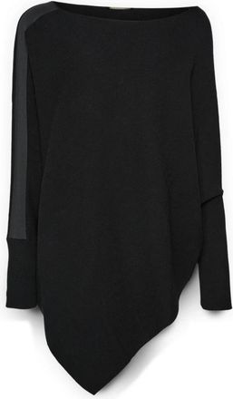 Elena Miro Kimono sweater met asymmetrische zoom - Dames - Ronde hals truien - Zwart - S - Polyester - Truien & Vesten