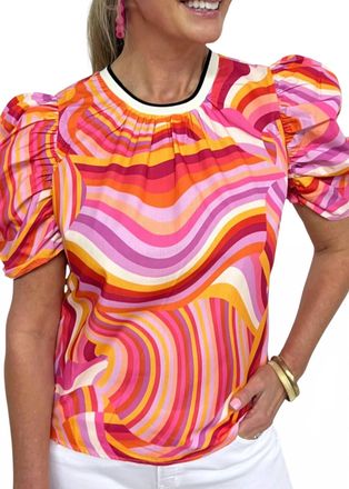 THML Clothing Swirly Blouse In Multicolor