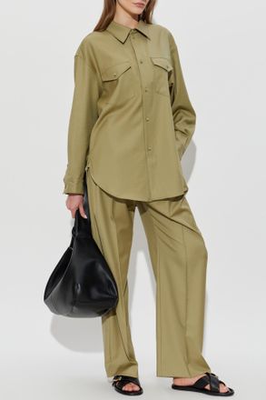 Kenzo Wool Shirt With Embroidered Logo, Womens, Green