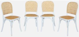 Sweeek Sillas De Madera Y Rat&aacute;n Vintage, Set De 4