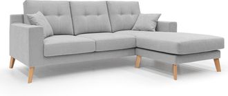 Divani.Store Danish Sof&aacute; Rinconero Moderno Reversible De Tela Suave E Impermeable 237 Cm Gris Claro